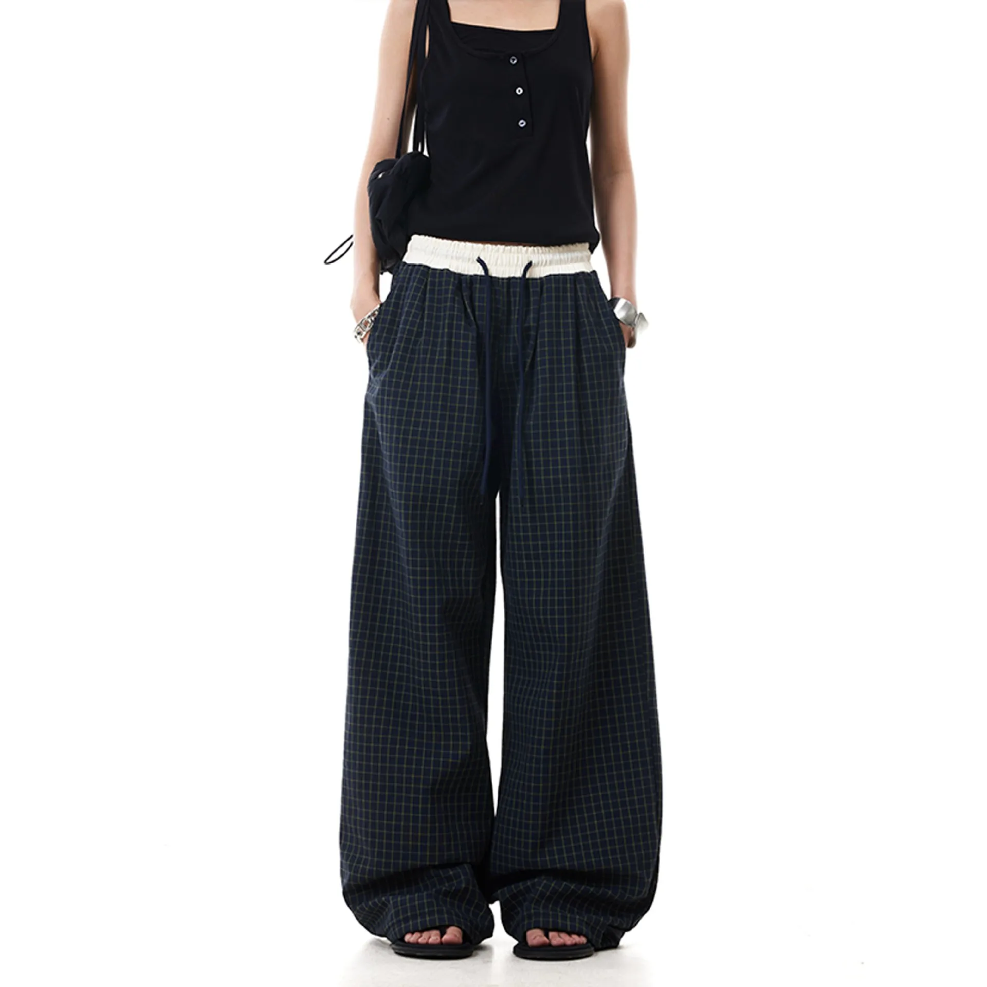 Pant Women Wide Leg Long Pants Plaid Elastic Waist Straight Trousers Y2k Streetwear Elegant Splice Work Casual Loose Summer
Pant Women Wide Leg Long Pants Plaid Elastic Waist Straight Trousers Y2k Streetwear Elegant Splice Work Casual Loose Summer