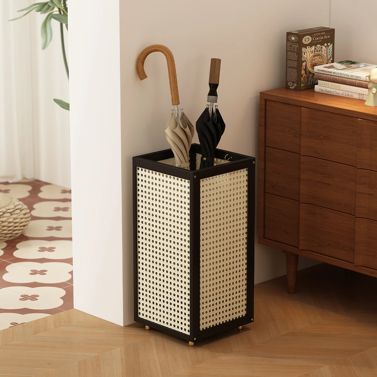 Tall Narrow Bamboo Umbrella Rack & Cane Holder - Rectangular Freestanding Entryway Storage for Indoor Use
Tall Narrow Bamboo Umbrella Rack & Cane Holder - Rectangular Freestanding Entryway Storage for Indoor Use