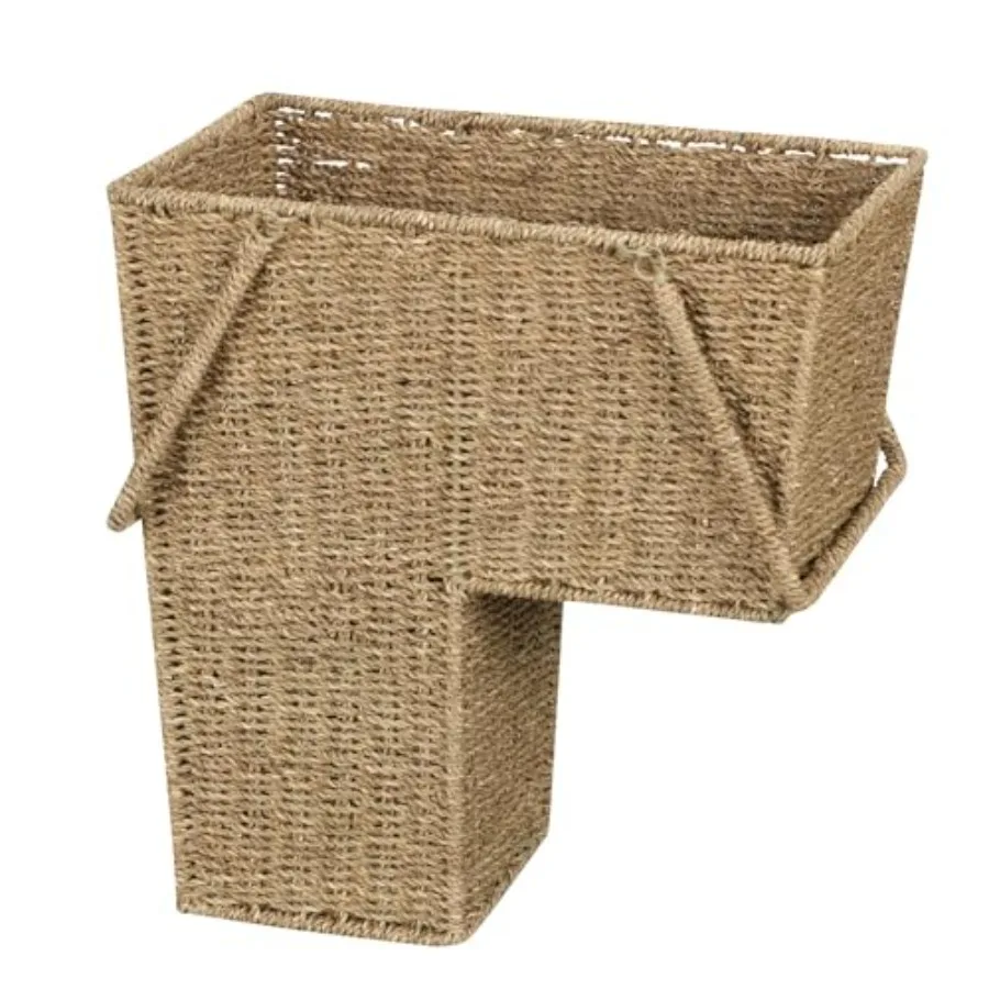 Wicker Stair Basket with Handles, Hwoven, Natural
Wicker Stair Basket with Handles, Hwoven, Natural