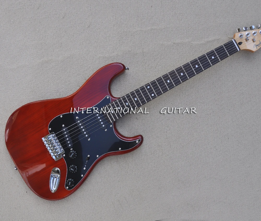 6 Strings Red Brown Ash Electric Guitar with Black Pickguard,Rosewood Fretboard
6 Strings Red Brown Ash Electric Guitar with Black Pickguard,Rosewood Fretboard