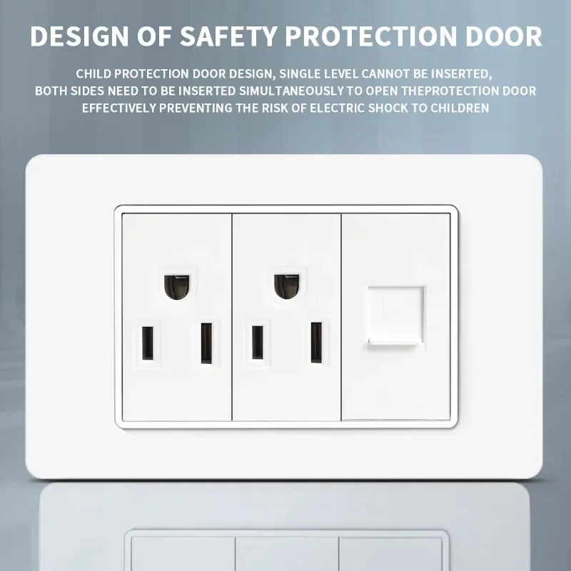 T&I 118*75mm PC plastic panel socket US Wall Socket Thai USB Socket Plug with Dual USB Type-C Ports,Light Switch 110V
T&I 118*75mm PC plastic panel socket US Wall Socket Thai USB Socket Plug with Dual USB Type-C Ports,Light Switch 110V