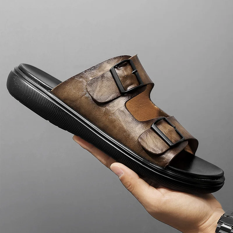 High Quality Flat Sole Pu Leather Anti Slip Man Footwear Wear-resistant 2026 Summer Hot Sale Mens Sandals Fashion Beach Slippers
High Quality Flat Sole Pu Leather Anti Slip Man Footwear Wear-resistant 2026 Summer Hot Sale Mens Sandals Fashion Beach Slippers