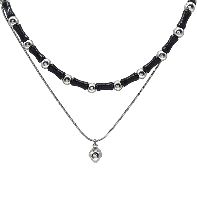 Sterling Silver Black Bamboo Necklace Women's New Double Layer Stacked Beaded Premium Clavicle Chain Accessories
Sterling Silver Black Bamboo Necklace Women's New Double Layer Stacked Beaded Premium Clavicle Chain Accessories