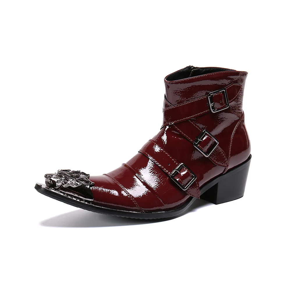 Men's Genuine Leather Motorcycle Boots Pointed Metal Toe Black Punk Ankle Boots Male High Heels Western Cowboy Boots Fashion
Men's Genuine Leather Motorcycle Boots Pointed Metal Toe Black Punk Ankle Boots Male High Heels Western Cowboy Boots Fashion