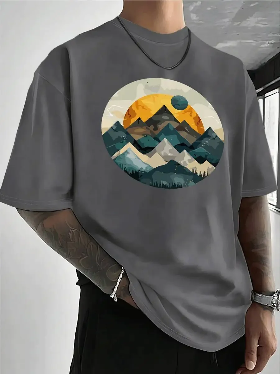Geometric Mountain Print T-Shirt 100% Cotton Casual Short Sleeve Tee
Geometric Mountain Print T-Shirt 100% Cotton Casual Short Sleeve Tee