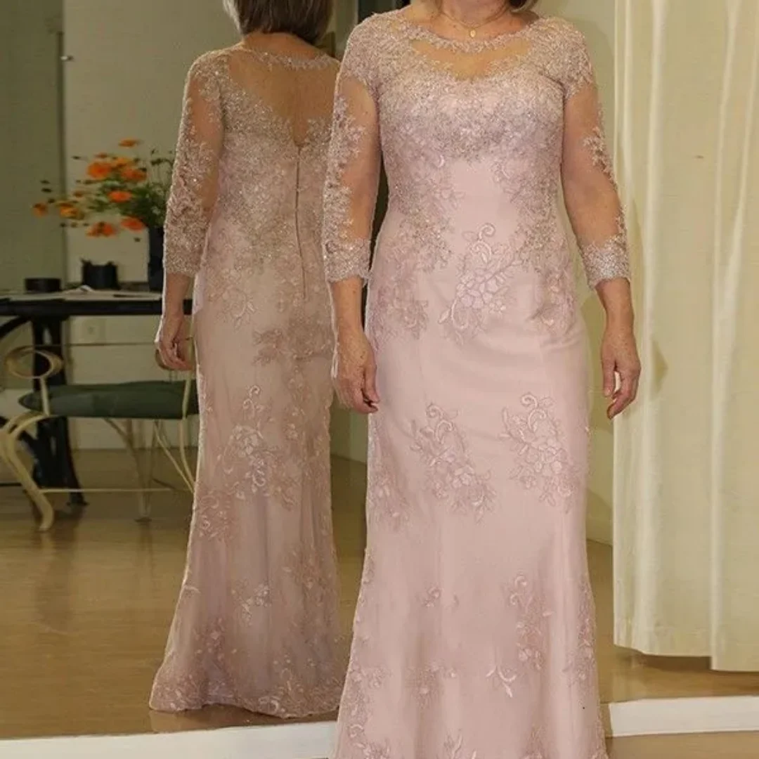 Vintage Mother Of The Bride Dresses Pink Sheath Long Sleeves Lace Appliques Beads Floor Length Party Wedding Guest Mother Dress
Vintage Mother Of The Bride Dresses Pink Sheath Long Sleeves Lace Appliques Beads Floor Length Party Wedding Guest Mother Dress