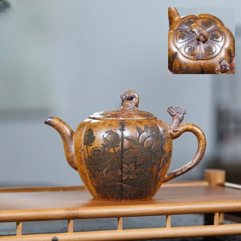 260ml Yixing Purple Clay Teapots Artists Handmade Lotus Rib Pot Raw Ore Wood-fired Porcelain Mud Tea Brewing Kettle Zisha Teaset
260ml Yixing Purple Clay Teapots Artists Handmade Lotus Rib Pot Raw Ore Wood-fired Porcelain Mud Tea Brewing Kettle Zisha Teaset