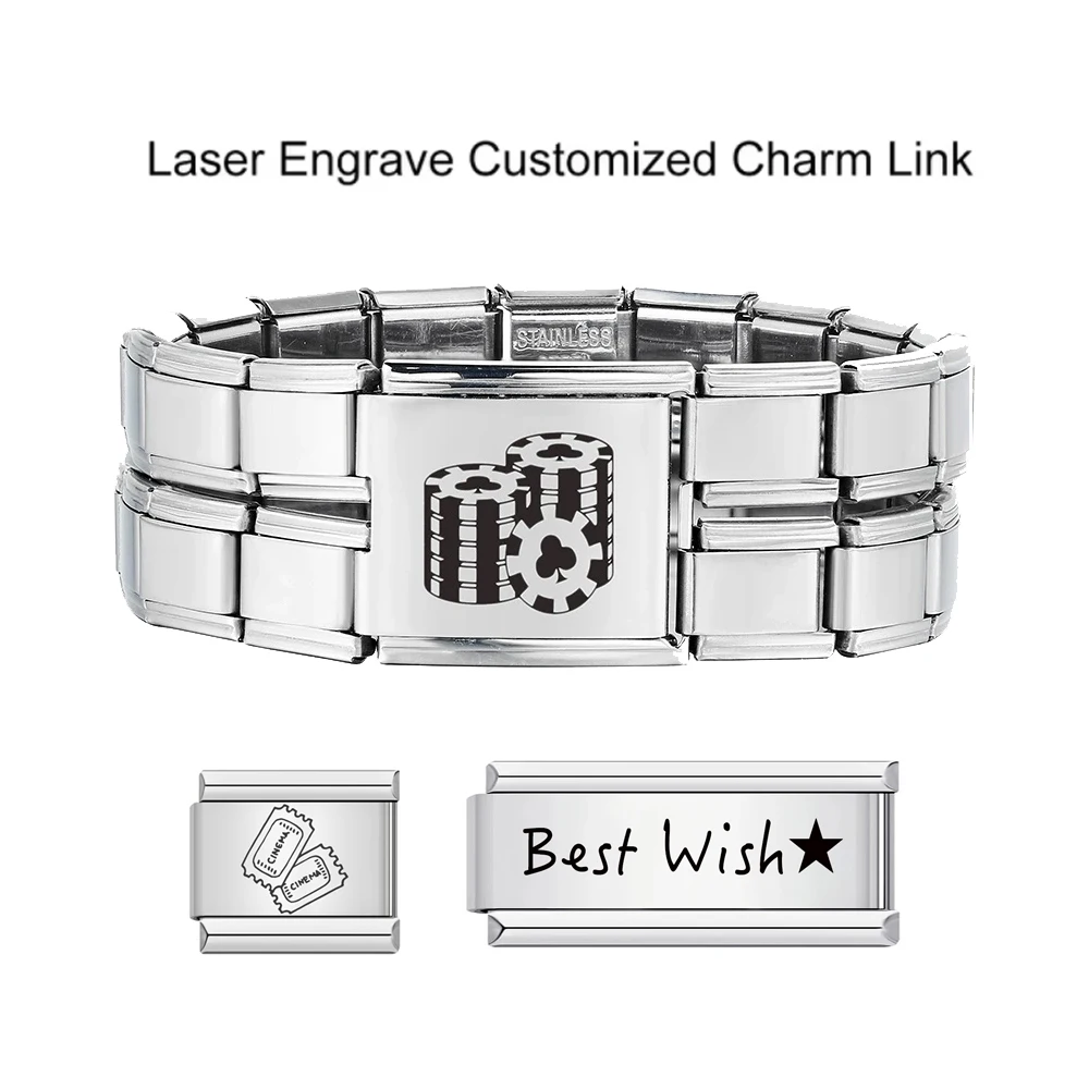 Person Customized Laser Engrave Italian Charm Link Fit 9/18mm Stainless Steel Bracelet DIY Making Jewelry Gifts Men Women
Person Customized Laser Engrave Italian Charm Link Fit 9/18mm Stainless Steel Bracelet DIY Making Jewelry Gifts Men Women