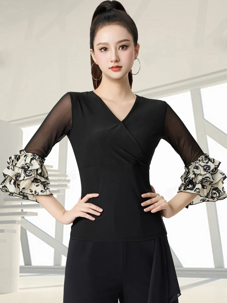 V-neck Half Sleeve Mesh Top Latin Dance Top Women's Clothes National Standard Chacha Rumba Tango Modern Dance Costumes DQL11236
V-neck Half Sleeve Mesh Top Latin Dance Top Women's Clothes National Standard Chacha Rumba Tango Modern Dance Costumes DQL11236