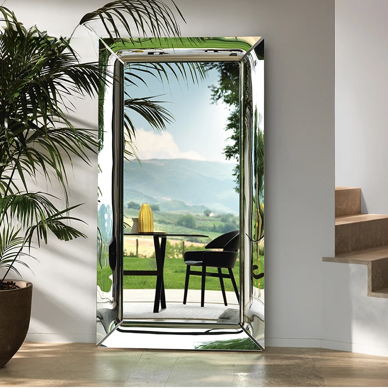 Modern Simple Full Body Standing Mirror Originality Stainless Steel Wall Hanging Decorative Mirror Home Furniture Espejos FYSM 
Modern Simple Full Body Standing Mirror Originality Stainless Steel Wall Hanging Decorative Mirror Home Furniture Espejos FYSM