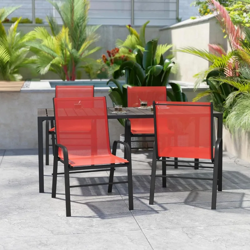 Набор стульев Textilene Outdoor Stack из 4 легких металлических каркасов из 4 уличных стульев для ресторанов и жилых помещений на патио
Набор стульев Textilene Outdoor Stack из 4 легких металлических каркасов из 4 уличных стульев для ресторанов и жилых помещений на патио