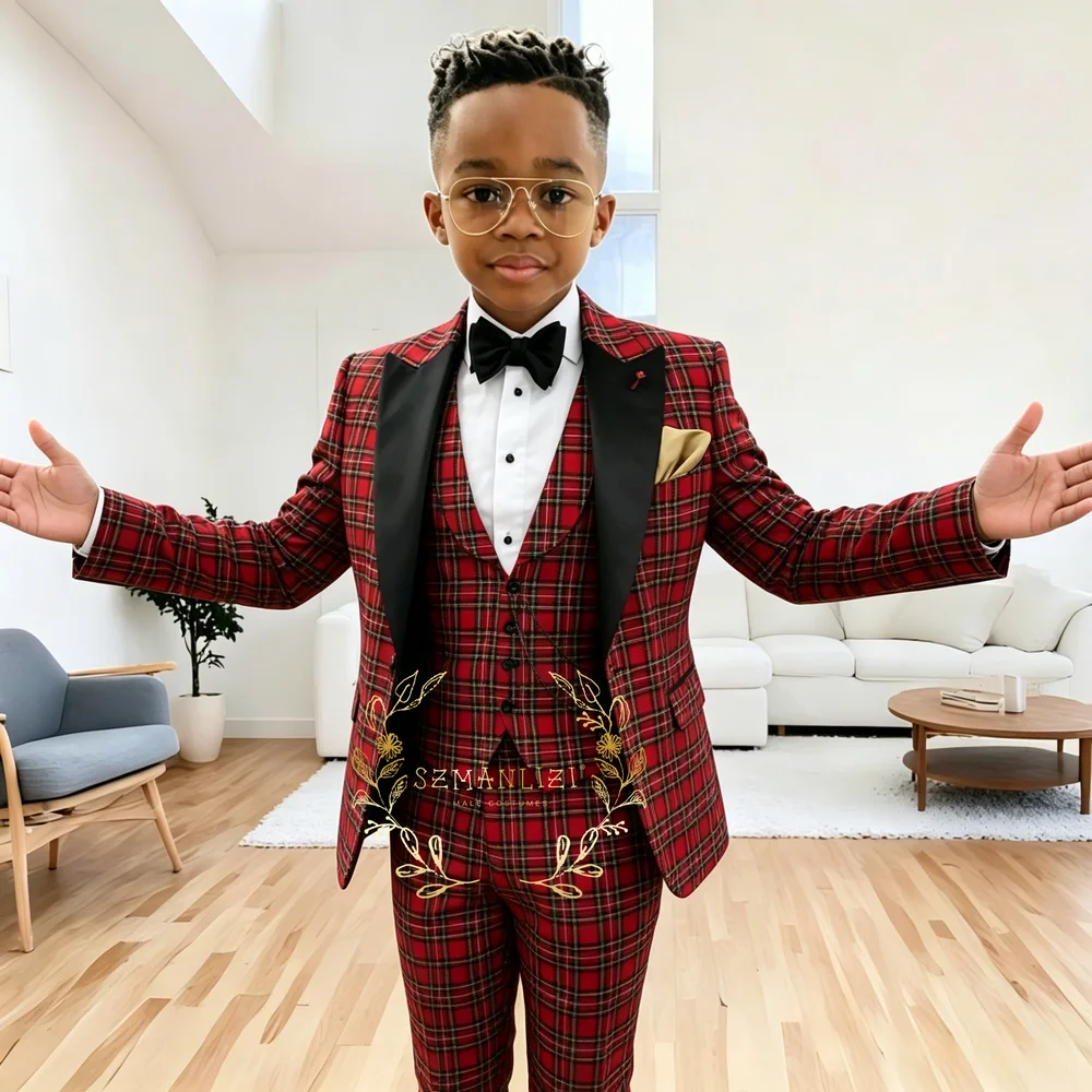 Plaid Suit for Boys Fashion Formal Flower Boys Wedding Tuxedos 3-Piece Set (Jacket Pants Vest) Party Slim Fit Suit Kids Clothes
Plaid Suit for Boys Fashion Formal Flower Boys Wedding Tuxedos 3-Piece Set (Jacket Pants Vest) Party Slim Fit Suit Kids Clothes