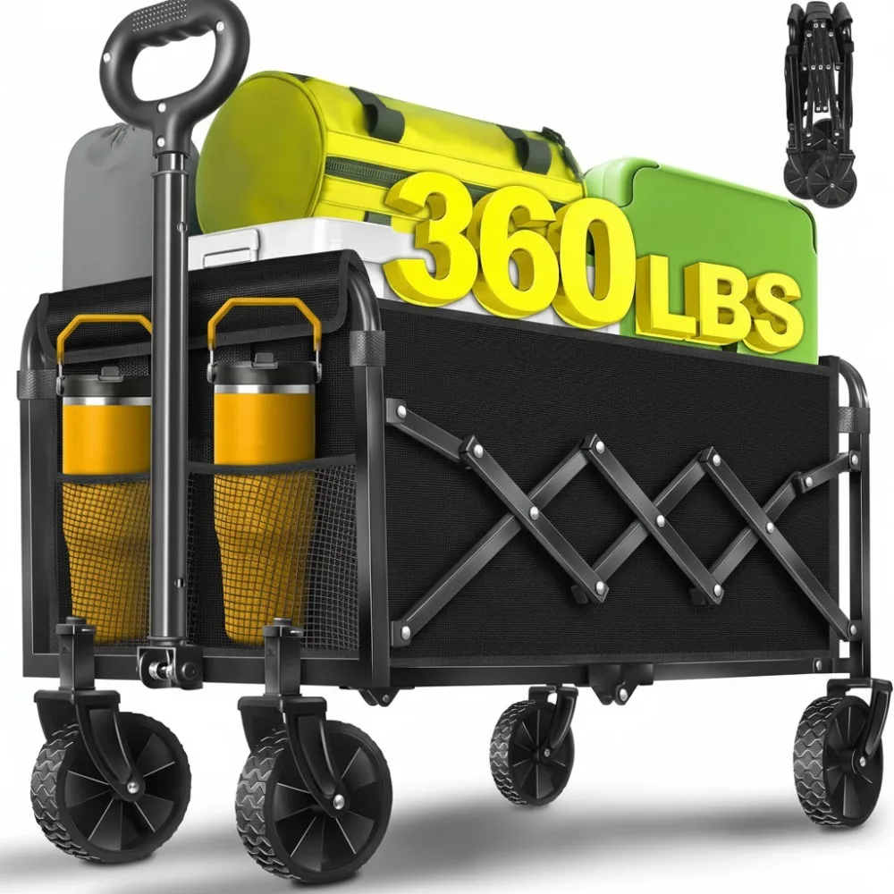 Foldable Collapsible Wagon Cart 360lbs Capacity Portable Utility Cart for Camping Beach Shopping Garden Sports
Foldable Collapsible Wagon Cart 360lbs Capacity Portable Utility Cart for Camping Beach Shopping Garden Sports