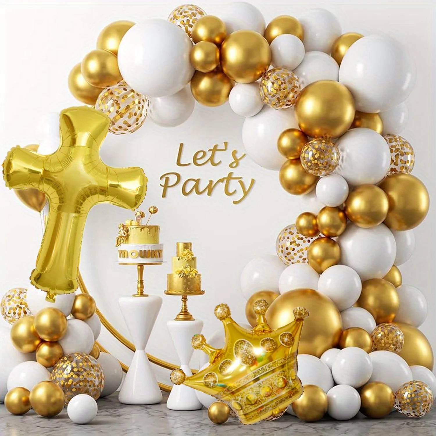 128pcs First Eucharist themed balloon Wreath Arch Kit Cross and Crown Balloon Eucharist Birthday Wedding decoration
128pcs First Eucharist themed balloon Wreath Arch Kit Cross and Crown Balloon Eucharist Birthday Wedding decoration