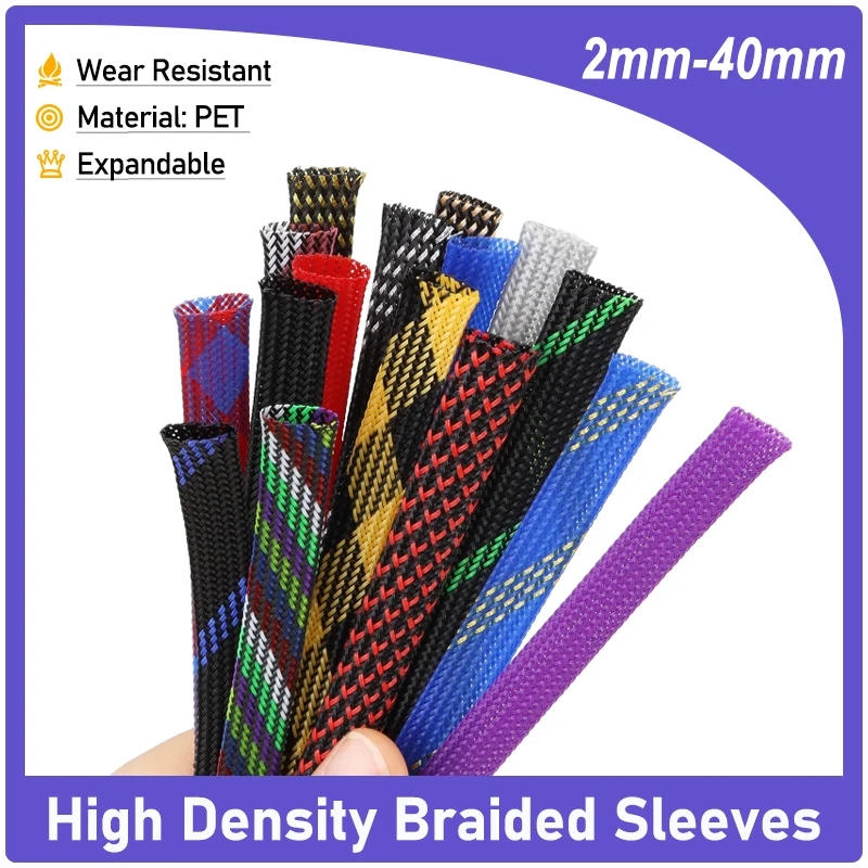 2m PET Braid Sleeving 2/4/6/8/10/12/14/16/20/30/40mm High Density Cable Protection Sleeve Snake Skin Braided Sheath For Cables 
2m PET Braid Sleeving 2/4/6/8/10/12/14/16/20/30/40mm High Density Cable Protection Sleeve Snake Skin Braided Sheath For Cables