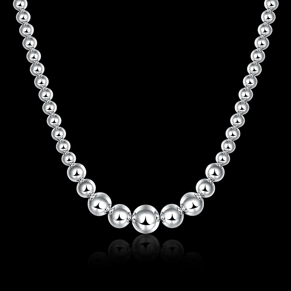 Fashion Brand 925 Sterling Silver Smooth Beads Necklace For Women Or Men Classic Party Engagement Wedding Gift Luxury Jewelry
Fashion Brand 925 Sterling Silver Smooth Beads Necklace For Women Or Men Classic Party Engagement Wedding Gift Luxury Jewelry