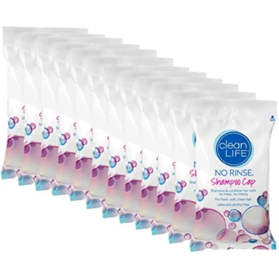 Cleanlife Products -Rinse Shampoo Cap 12 Pack - Waterless, Rinseless Hair Washing and Conditioning Shower Caps for Bathing Elde
Cleanlife Products -Rinse Shampoo Cap 12 Pack - Waterless, Rinseless Hair Washing and Conditioning Shower Caps for Bathing Elde