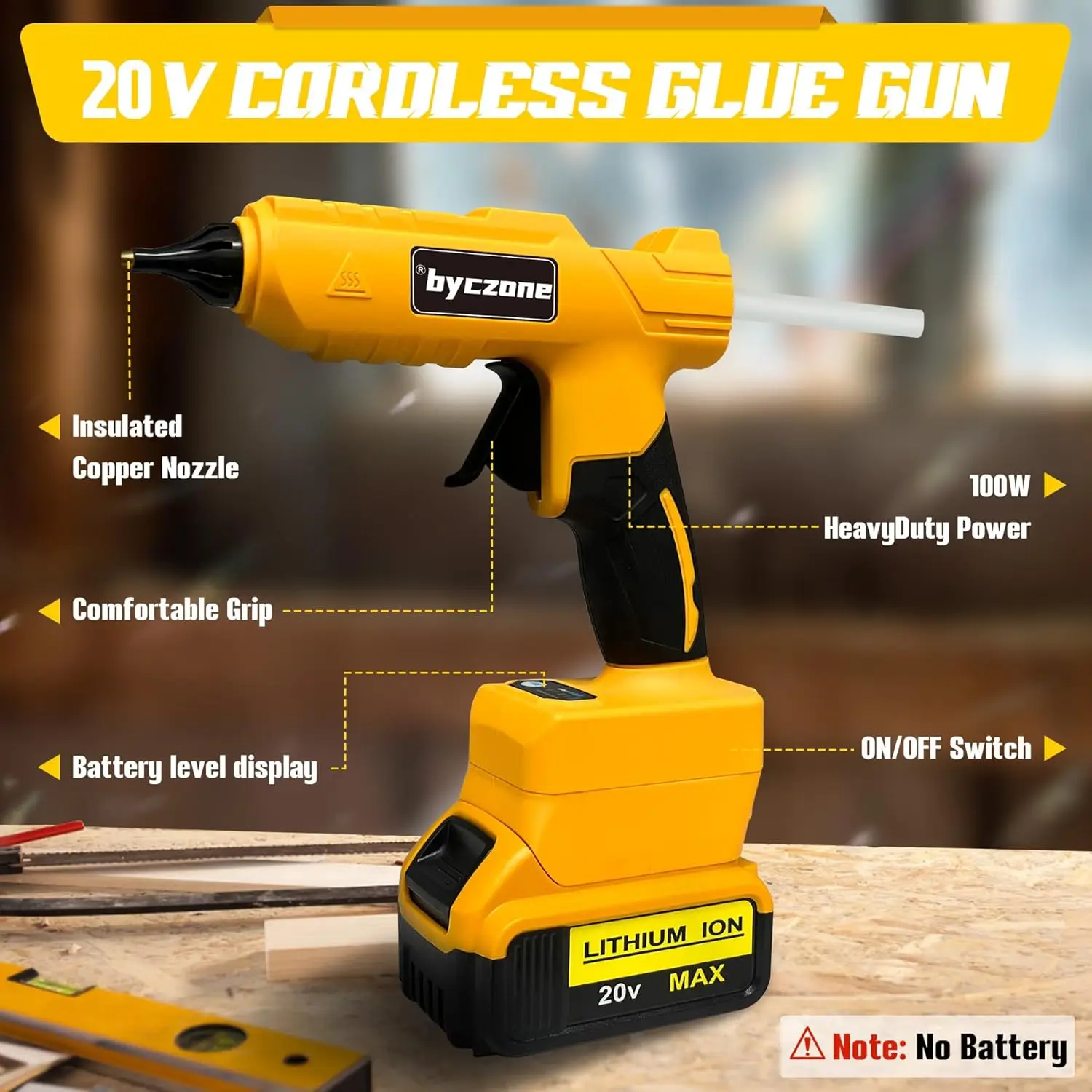 Cordless 100W Hot Glue Gun for Dewalt/Makita/Milwaukee Handheld Hot Glue Gun with 2pcs Hot Glue Sticks
Cordless 100W Hot Glue Gun for Dewalt/Makita/Milwaukee Handheld Hot Glue Gun with 2pcs Hot Glue Sticks