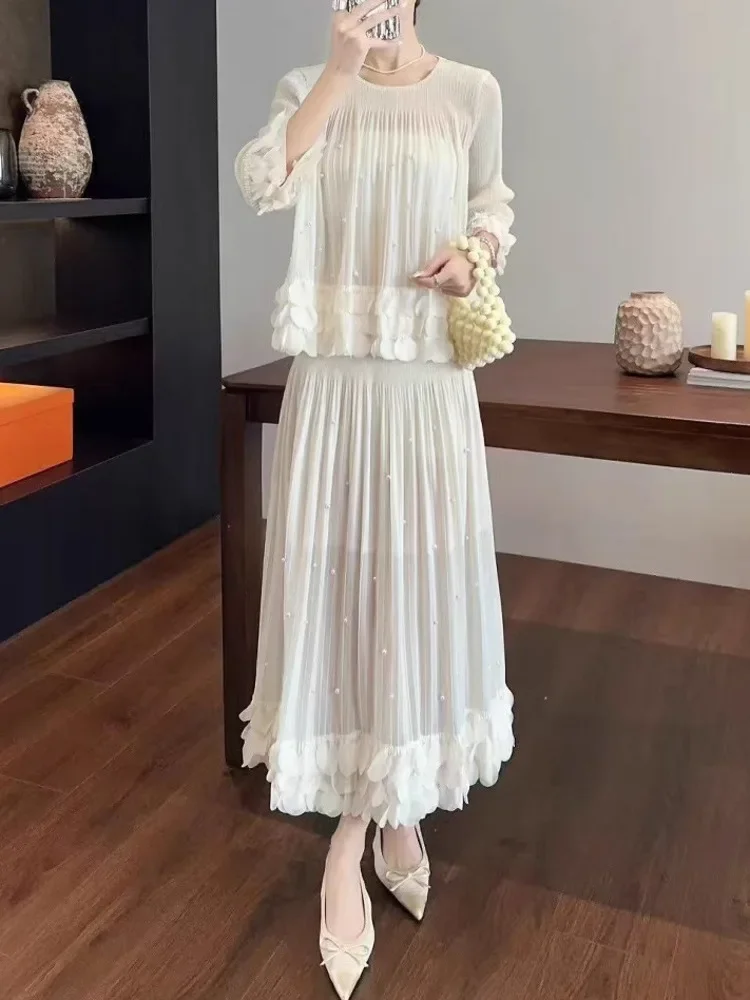 Solid Colour Embroidery Flared Trousers Loose Top Elastic Waist Skirt Miyake 2025 Summer New Fashion Pleated Two-piece Set
Solid Colour Embroidery Flared Trousers Loose Top Elastic Waist Skirt Miyake 2025 Summer New Fashion Pleated Two-piece Set
