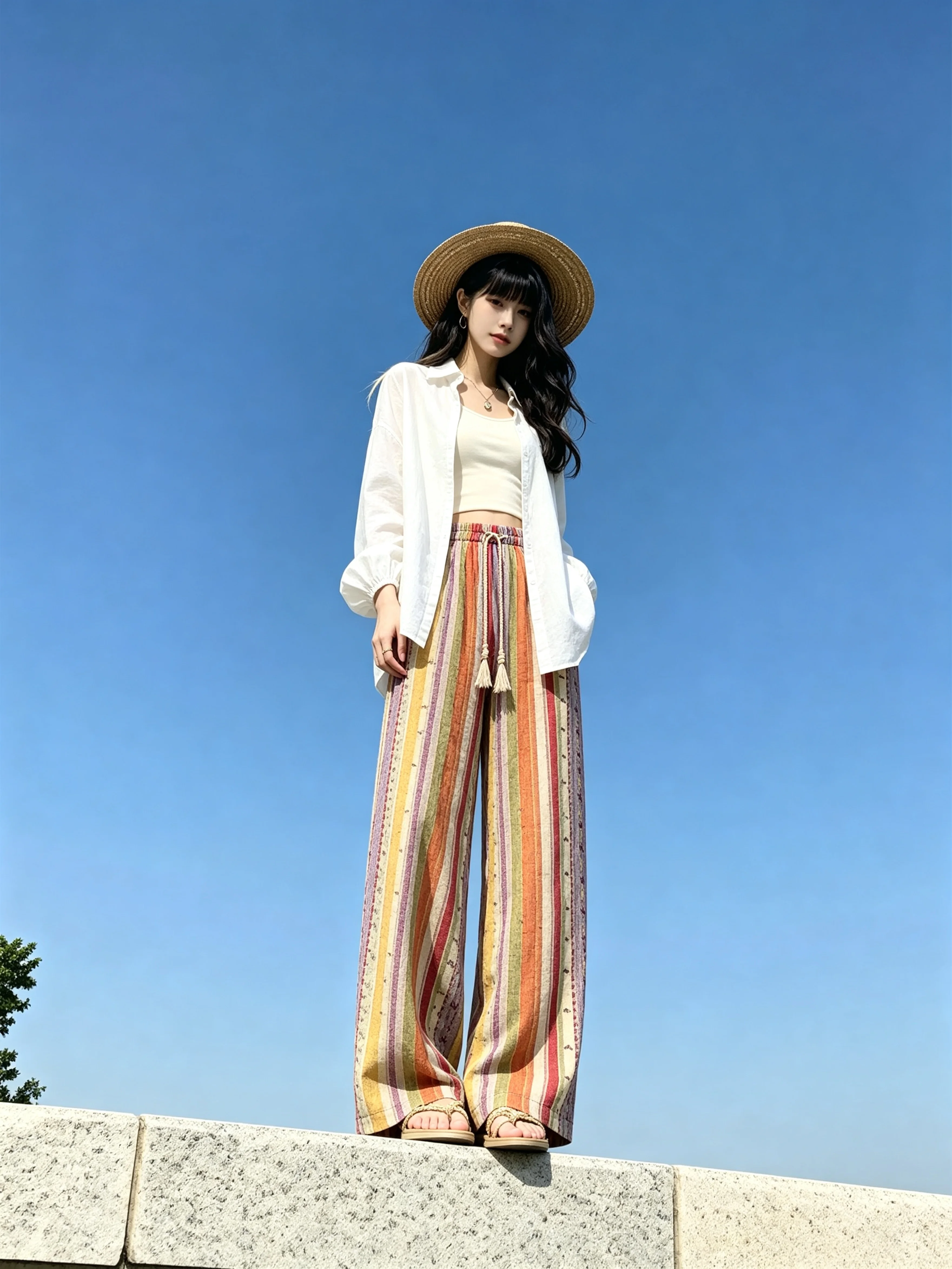 Bohemian Ice Silk Striped Pants Women Summer Thin Drapey Lazy Wide Leg Casual Island Stroll Trousers Straight Leg Hi...
Bohemian Ice Silk Striped Pants Women Summer Thin Drapey Lazy Wide Leg Casual Island Stroll Trousers Straight Leg Hi...