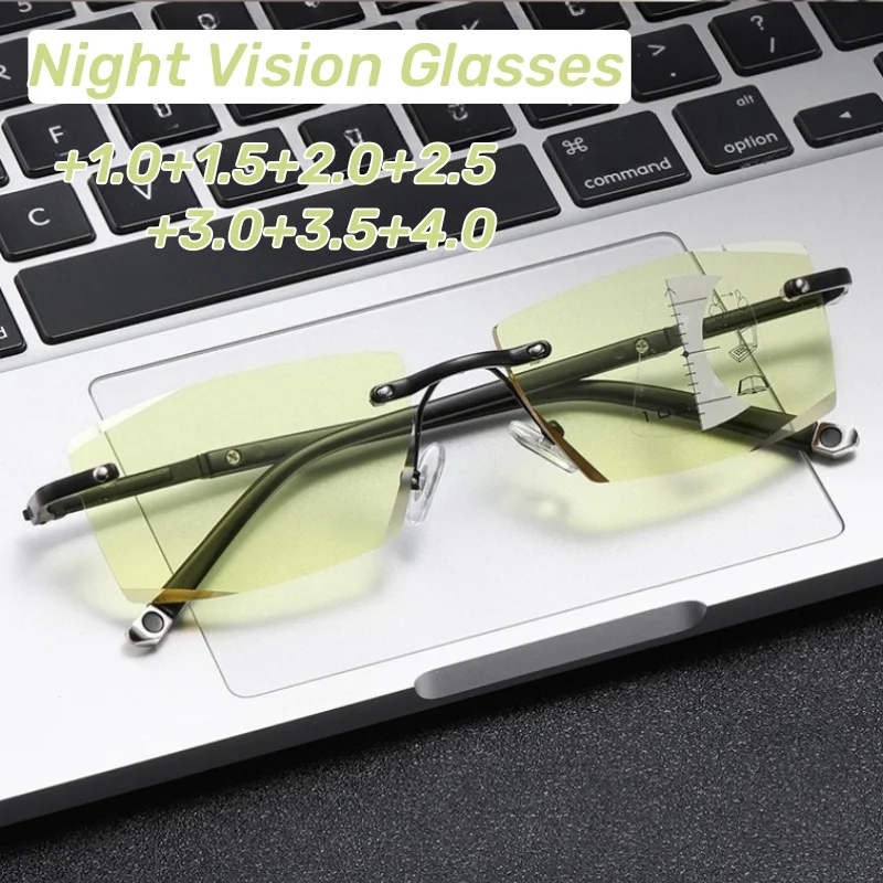 New Multifocal Presbyopia Glasses Fashionable Rimless Night Vision Glasses Men and Women HD Anti-blue Light Reading Glasses
New Multifocal Presbyopia Glasses Fashionable Rimless Night Vision Glasses Men and Women HD Anti-blue Light Reading Glasses