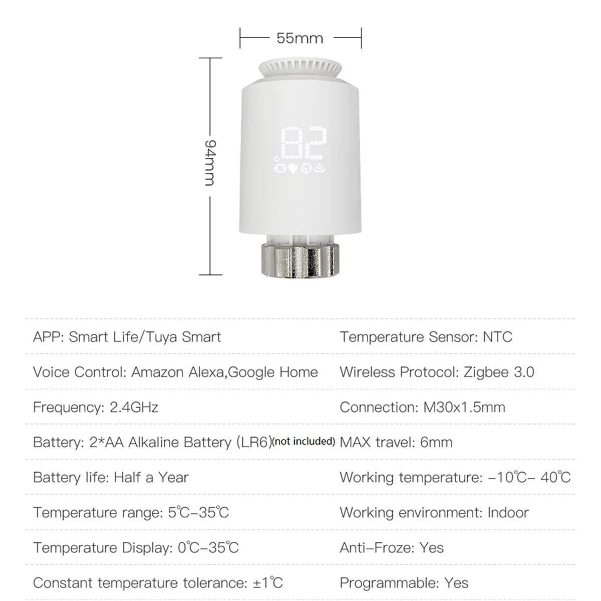 Thermostatic Valve Tuya ZigBee Thermostat Radiator Actuator,Smart TRV Thermostatic Valve Temperature Controller for Home
Thermostatic Valve Tuya ZigBee Thermostat Radiator Actuator,Smart TRV Thermostatic Valve Temperature Controller for Home