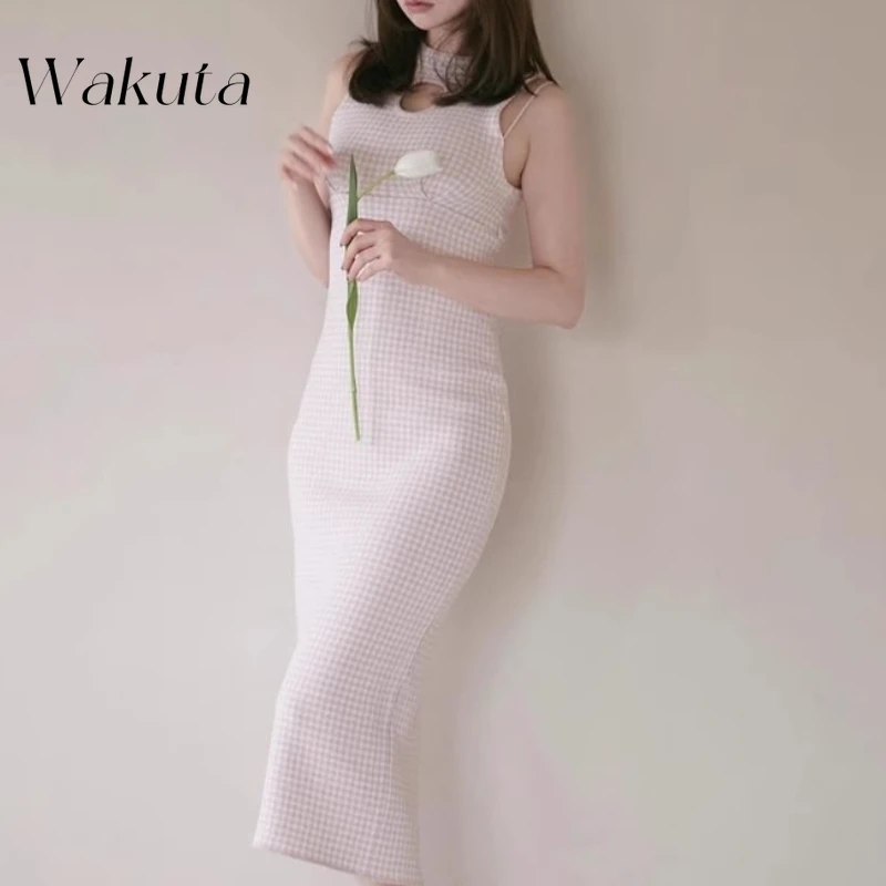 WAKUTA Japanese Sweet Pure Desire Style Half Hollow Out Slimming Sleeveless Checkered Shirt Robe Temperament Split Knitted Dress
WAKUTA Japanese Sweet Pure Desire Style Half Hollow Out Slimming Sleeveless Checkered Shirt Robe Temperament Split Knitted Dress