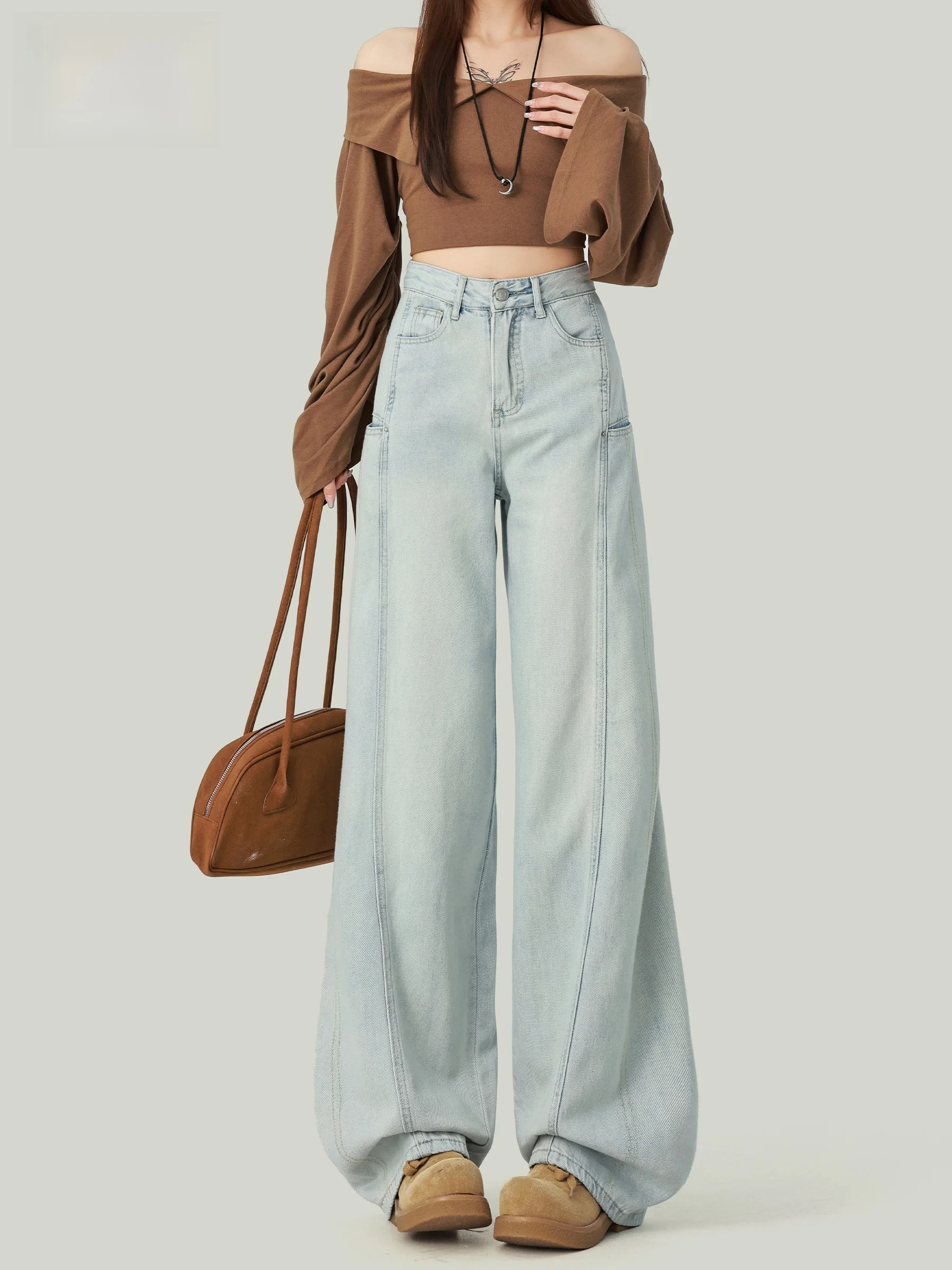 High Waist Draped American Style Knife Jeans Women's Loose Fit Straight Leg Floor Length Trousers Autumn New Arrival
High Waist Draped American Style Knife Jeans Women's Loose Fit Straight Leg Floor Length Trousers Autumn New Arrival