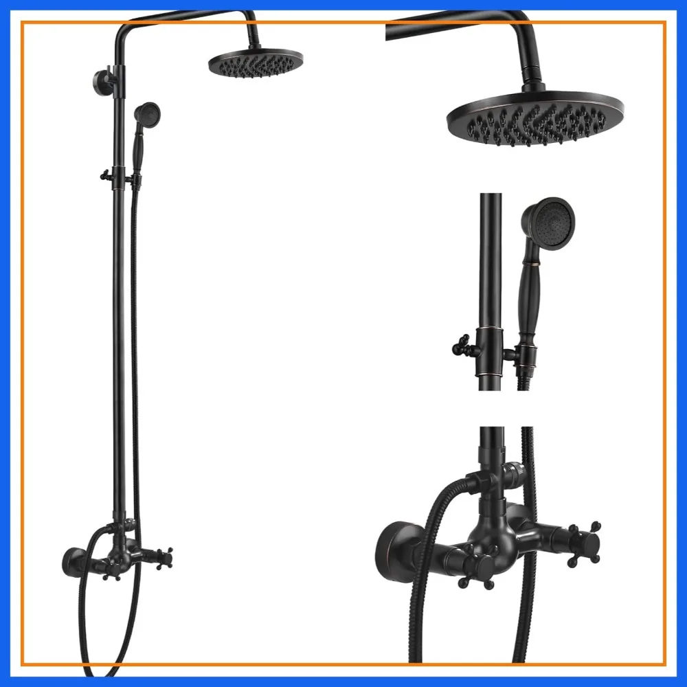 Exposed Shower Faucet Set 8 Inch Rainfall Shower Head Handheld Shower Wall Mount 2 Functions Oil Rubbed Bronze
Exposed Shower Faucet Set 8 Inch Rainfall Shower Head Handheld Shower Wall Mount 2 Functions Oil Rubbed Bronze