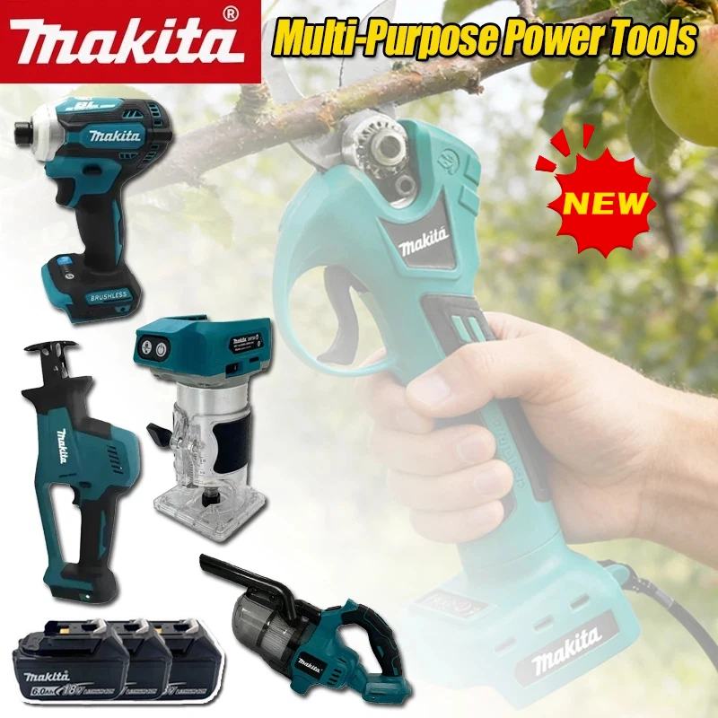 Многофункциональный электроинструмент Makita: портативная 6-дюймовая цепная пила, электропила, резак, воздушный насос, электродрель для аккумулятора 18В.
Многофункциональный электроинструмент Makita: портативная 6-дюймовая цепная пила, электропила, резак, воздушный насос, электродрель для аккумулятора 18В.