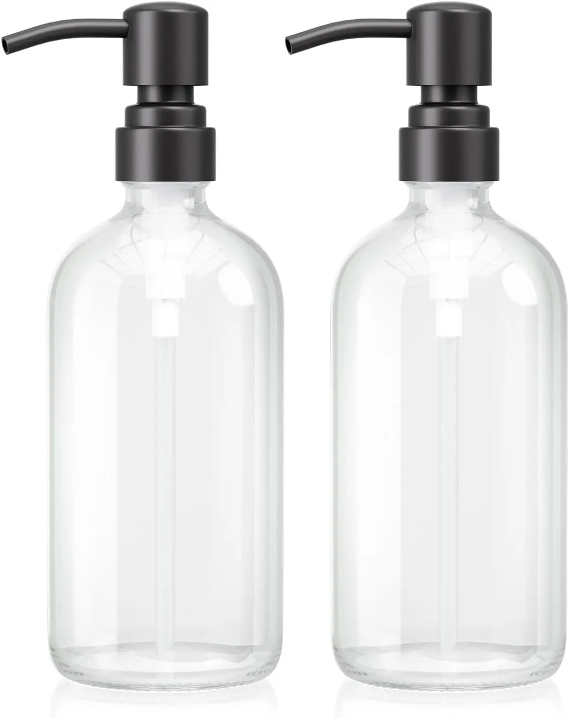 2-Pack Glass Soap Dispenser with Stainless Steel Pump, 17 Oz Clear & Black for Bathroom & Kitchen
2-Pack Glass Soap Dispenser with Stainless Steel Pump, 17 Oz Clear & Black for Bathroom & Kitchen