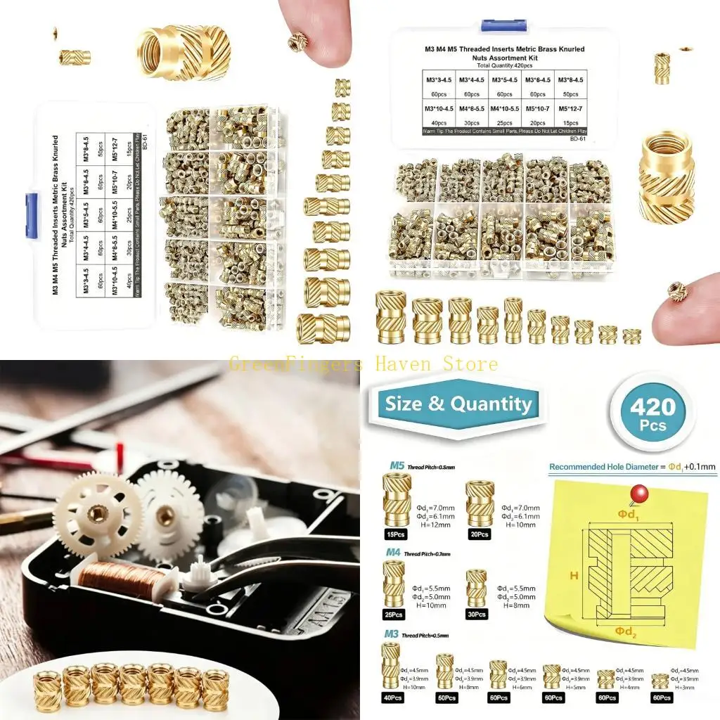 F68D 420Pcs Professional Brasses Rivet Nut M3M4M5 Brasses Copper Embedment Insert Nut
F68D 420Pcs Professional Brasses Rivet Nut M3M4M5 Brasses Copper Embedment Insert Nut