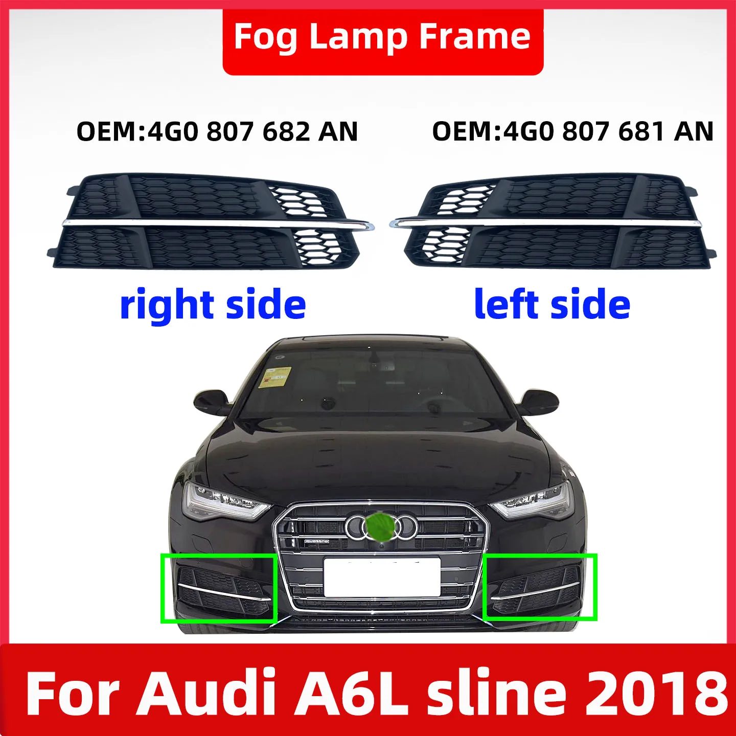 Подходит для Audi A6L 2018, спортивный передний бампер, нижняя решетка, крышка противотуманной фары, рамка противотуманной фары 4g0 807 682 An/4g0 807 681 an
Подходит для Audi A6L 2018, спортивный передний бампер, нижняя решетка, крышка противотуманной фары, рамка противотуманной фары 4g0 807 682 An/4g0 807 681 an