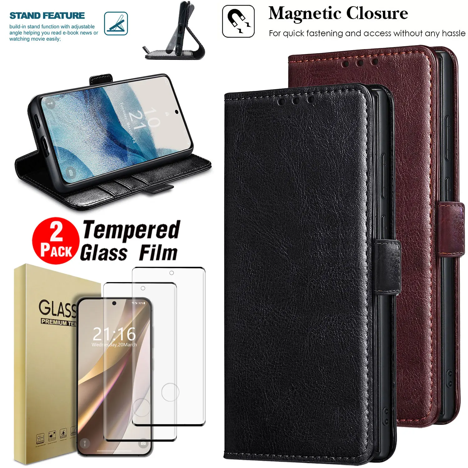 For Samsung For Galaxy S22 Plus/S22 Ultra Faux Leather Case Flip Stand Folio Cover +2PCS Clear Tempered Glass Screen Protectors
For Samsung For Galaxy S22 Plus/S22 Ultra Faux Leather Case Flip Stand Folio Cover +2PCS Clear Tempered Glass Screen Protectors