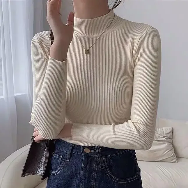 Women's Long-Sleeved Pullover Sweater Top Fall Winter Inner Wear Slim-Fit Turtleneck Sweater
Women's Long-Sleeved Pullover Sweater Top Fall Winter Inner Wear Slim-Fit Turtleneck Sweater