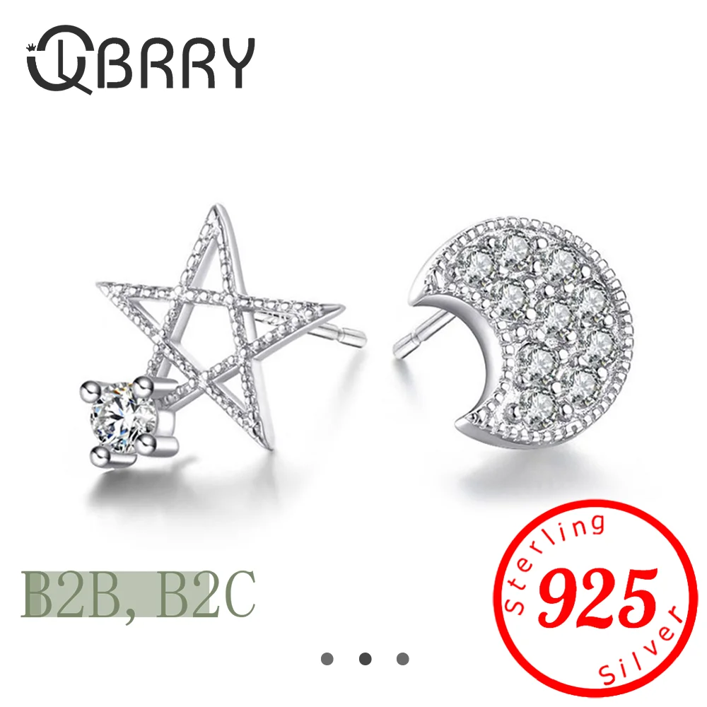 925 Solid Sterling Silver Jewelry Cute Star Moon Setting Cubic Zirconia Stud Earring For Women Creative Fine Jewelry
925 Solid Sterling Silver Jewelry Cute Star Moon Setting Cubic Zirconia Stud Earring For Women Creative Fine Jewelry
