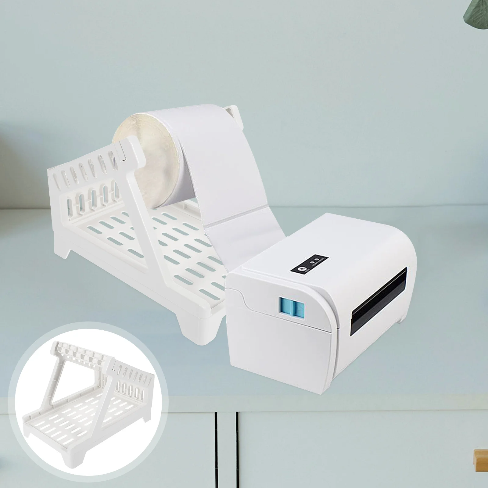 Barcode Machine Paper Holder Label Printer Stand Holders White Shipping Product 
Barcode Machine Paper Holder Label Printer Stand Holders White Shipping Product