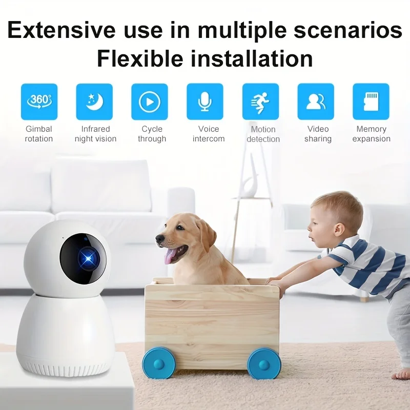360°PTZ Rotating Camera,2.4Gwifi Home Baby Network Remote Surveillance Camera Motion Detection IR Night Vision Indoor Security
360°PTZ Rotating Camera,2.4Gwifi Home Baby Network Remote Surveillance Camera Motion Detection IR Night Vision Indoor Security