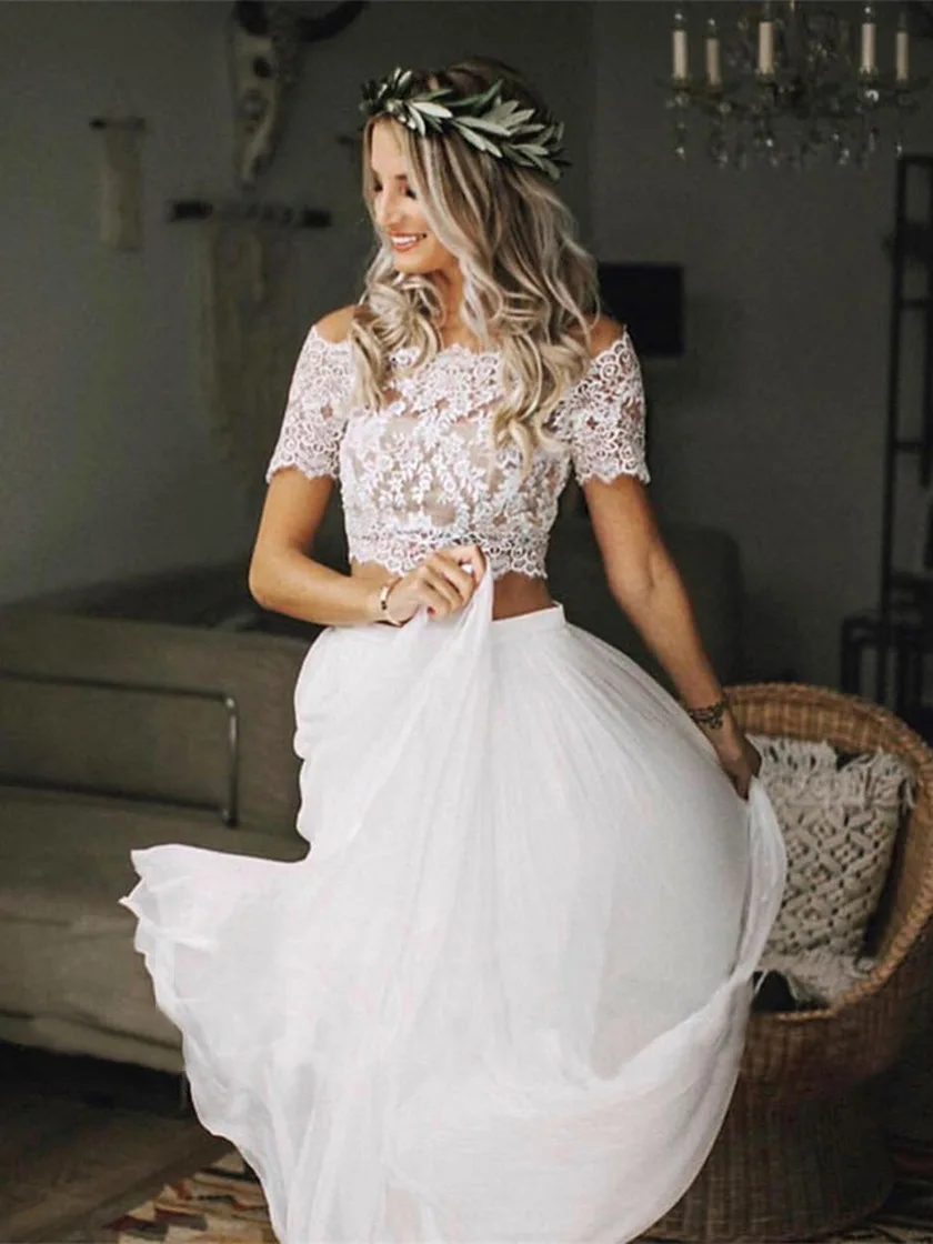 VENSANAC Boho Boat Neck Chiffon A Line Wedding Dress Lace Embroidery Cut Out Short Sleeve Bridal Gowns
VENSANAC Boho Boat Neck Chiffon A Line Wedding Dress Lace Embroidery Cut Out Short Sleeve Bridal Gowns