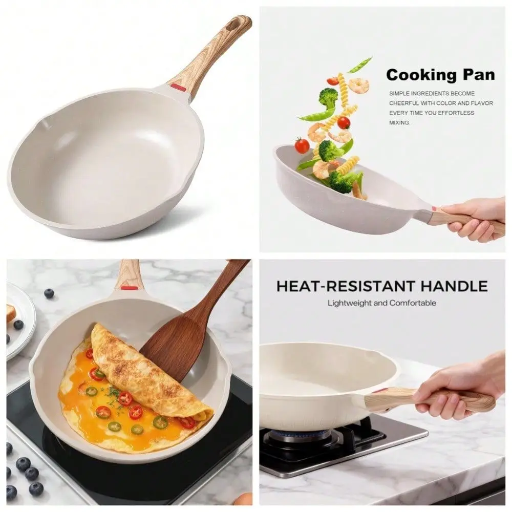 Nonstick Frying Pan Heat-Resistant Handle Skillet Free Cookware Induction Compatible Cooking Pan (White, 9.44 Inch)
Nonstick Frying Pan Heat-Resistant Handle Skillet Free Cookware Induction Compatible Cooking Pan (White, 9.44 Inch)