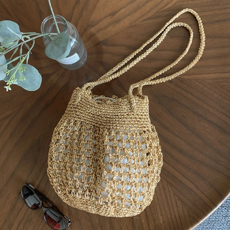 Summer Fashion Gold Wire Hollow Out Shoulder Bag Handmade Woven Crochet Knitting Shopper Tote Hobos Vacation Beach Bag 2026
Summer Fashion Gold Wire Hollow Out Shoulder Bag Handmade Woven Crochet Knitting Shopper Tote Hobos Vacation Beach Bag 2026