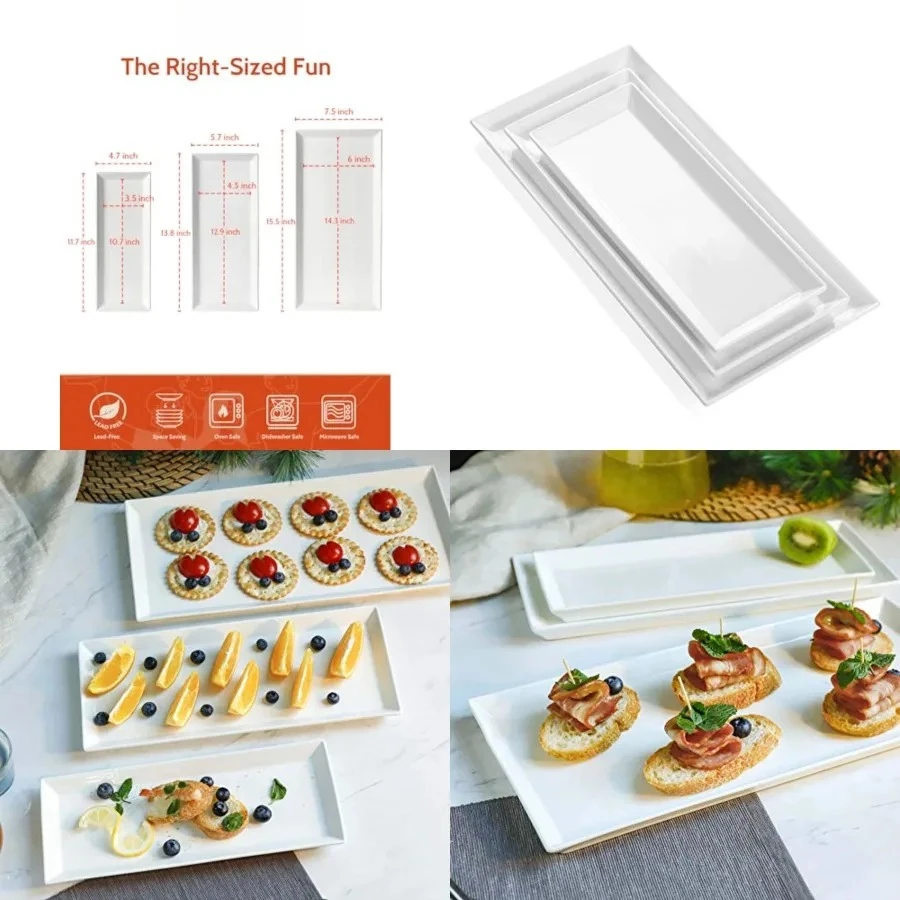 Serving Platter, 15.5/13.8/11.7 Inch Rectangle Porcelain Serving Trays, Serving Dishes for Entertaining, White Platters for Serving Food Party, Turkey Platter for Thanksgiving, Set of 3
Serving Platter, 15.5/13.8/11.7 Inch Rectangle Porcelain Serving Trays, Serving Dishes for Entertaining, White Platters for Serving Food Party, Turkey Platter for Thanksgiving, Set of 3