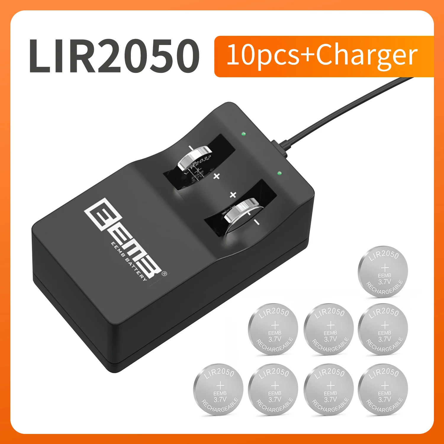 10 шт. LIR2050 с зарядным устройством, литий-ионный аккумулятор 3,7 В, 110 мАч, литиевая батарея типа «таблетка» LIR 2050, бренд EEMB
10 шт. LIR2050 с зарядным устройством, литий-ионный аккумулятор 3,7 В, 110 мАч, литиевая батарея типа «таблетка» LIR 2050, бренд EEMB