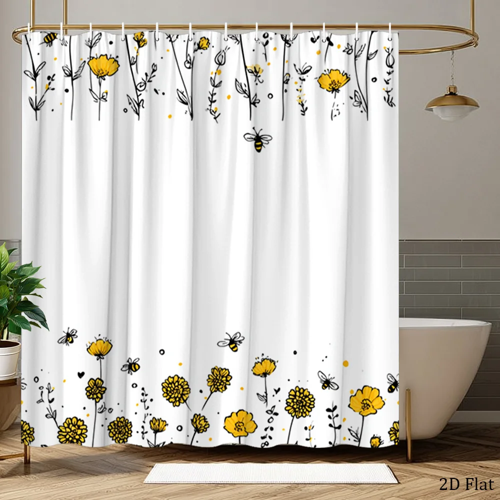 Yellow Floral & Bee Shower Curtain – Line Art Illustration, Polyester, Grommet Top, 72x72 inch, Farmhouse Bathroom Decor
Yellow Floral & Bee Shower Curtain – Line Art Illustration, Polyester, Grommet Top, 72x72 inch, Farmhouse Bathroom Decor