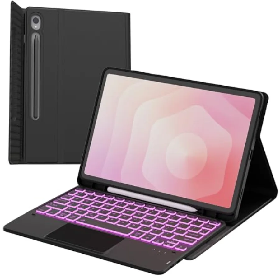 Galaxy Tab S11 11 inch folio tablet cover with detachable wireless keyboard 7-color backlit keys built-in touchpad S Pen holder
Galaxy Tab S11 11 inch folio tablet cover with detachable wireless keyboard 7-color backlit keys built-in touchpad S Pen holder