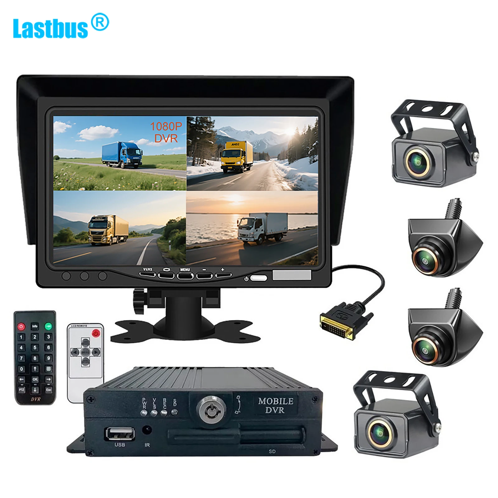 Lastbus 7" Screen Truck DVR Video Recorder VGA Monitor With 4x Front Side Rear View Reversing Cameras Mini Size Fisheye Lens Kit
Lastbus 7" Screen Truck DVR Video Recorder VGA Monitor With 4x Front Side Rear View Reversing Cameras Mini Size Fisheye Lens Kit