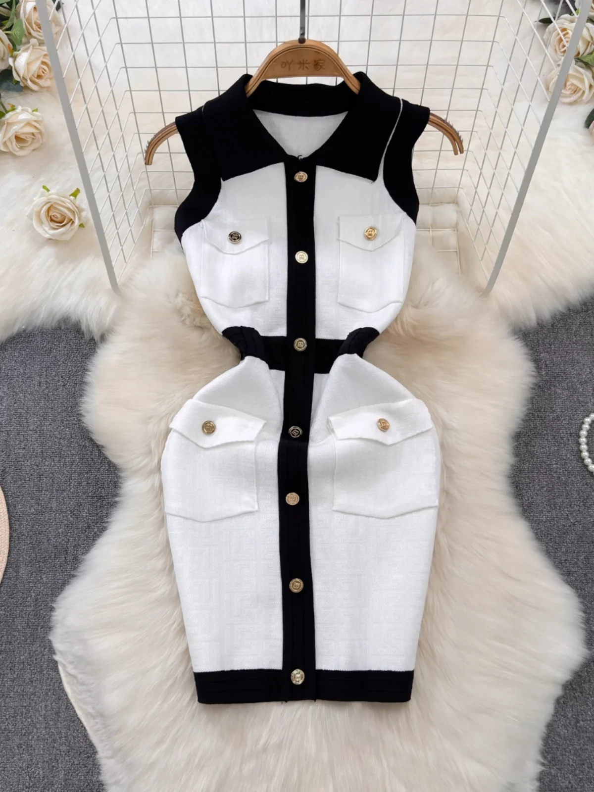 Summer Texture Knitted Close-Fitting Dr Korean Sle High Waist ort Skirt Single Button Closure X-ape Women's Vest Dr
Summer Texture Knitted Close-Fitting Dr Korean Sle High Waist ort Skirt Single Button Closure X-ape Women's Vest Dr