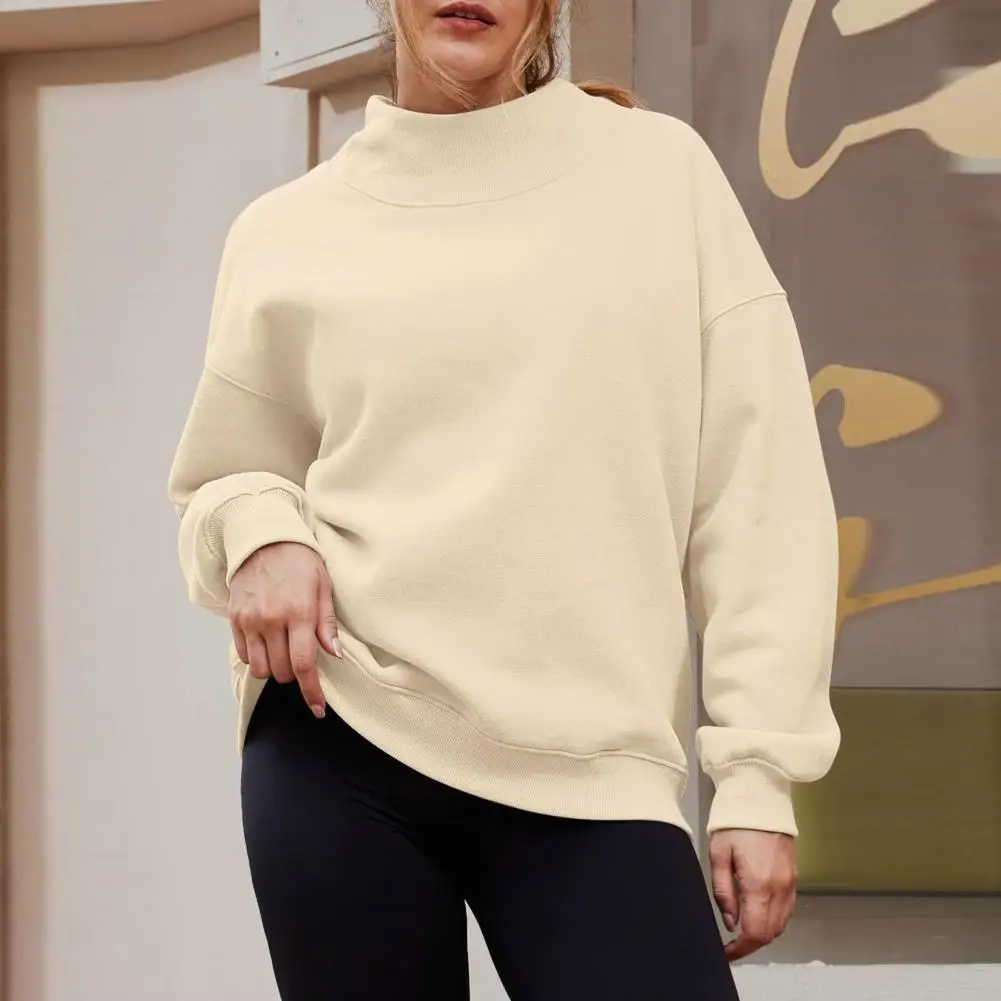 Long-sleeve Pullover for Women Polyester Cotton Blend Sweatshirt Cozy High Collar Sweatshirt for Women Warm Plush for Fall
Long-sleeve Pullover for Women Polyester Cotton Blend Sweatshirt Cozy High Collar Sweatshirt for Women Warm Plush for Fall