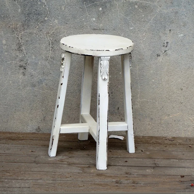 Vintage Wooden Bar Stool, Distressed White and Green, Decorative Carved Detail, 17.7 inch Height
Vintage Wooden Bar Stool, Distressed White and Green, Decorative Carved Detail, 17.7 inch Height