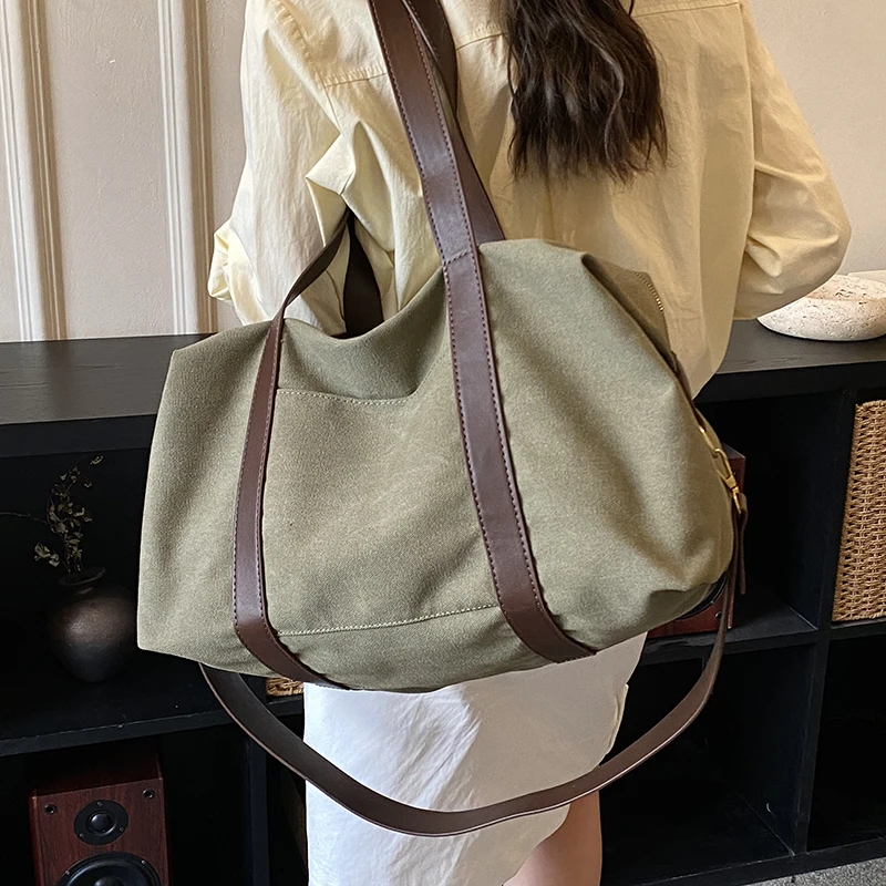 Women's Canvas Tote Bag Faux Leather Trim Multi Strap Adjustable Retro Aesthetic Casual Daily Travel Shopping Shoulder Bag 2026
Women's Canvas Tote Bag Faux Leather Trim Multi Strap Adjustable Retro Aesthetic Casual Daily Travel Shopping Shoulder Bag 2026